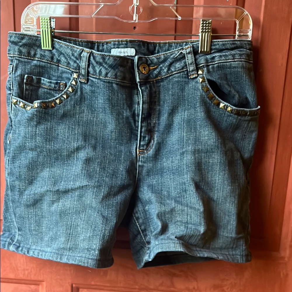 liz & co. Blue Jean Shorts Casual Fit stretch